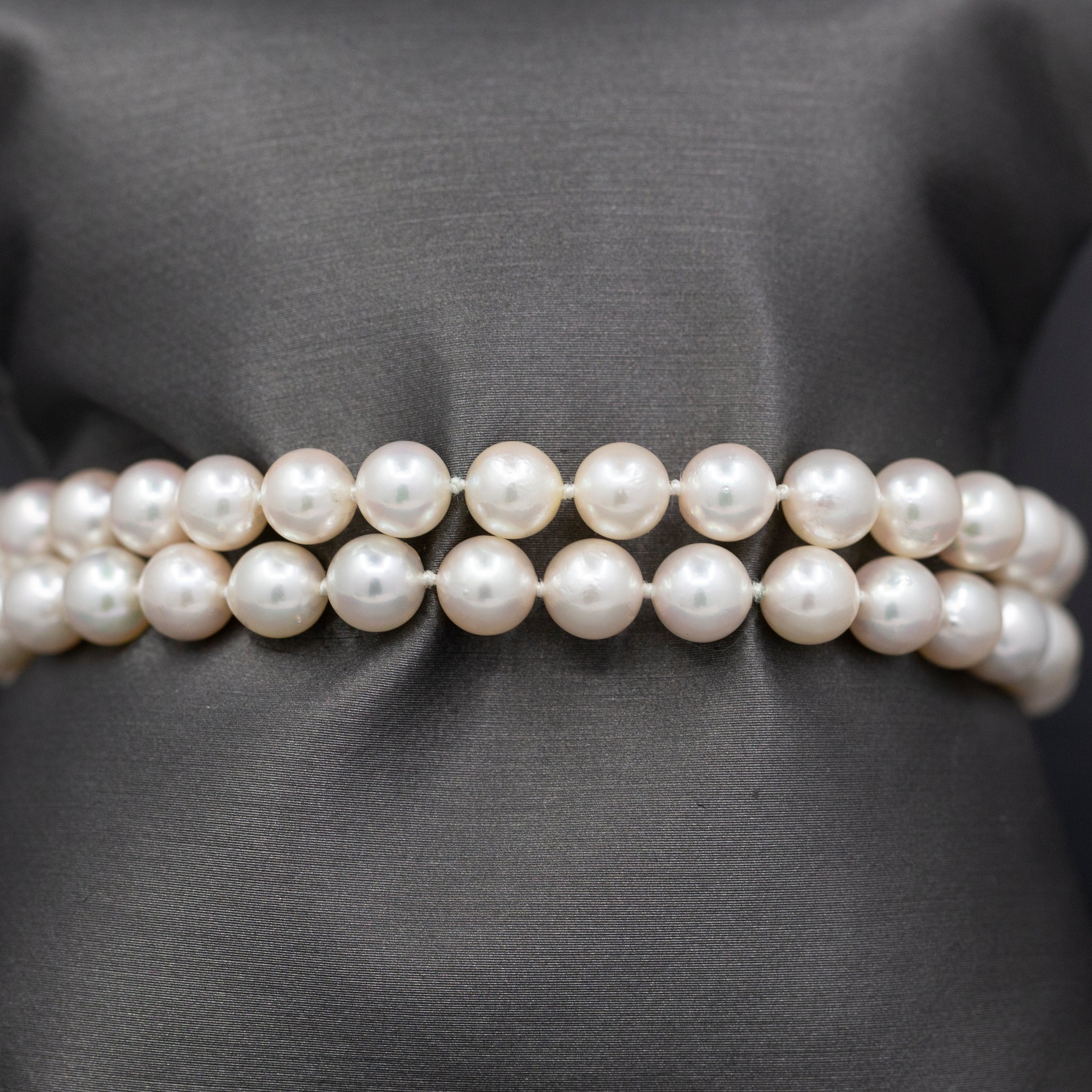 Luxurious Two Strand Cultured Pearl Bracelet with Diamond Clasp in 18k Yellow Gold