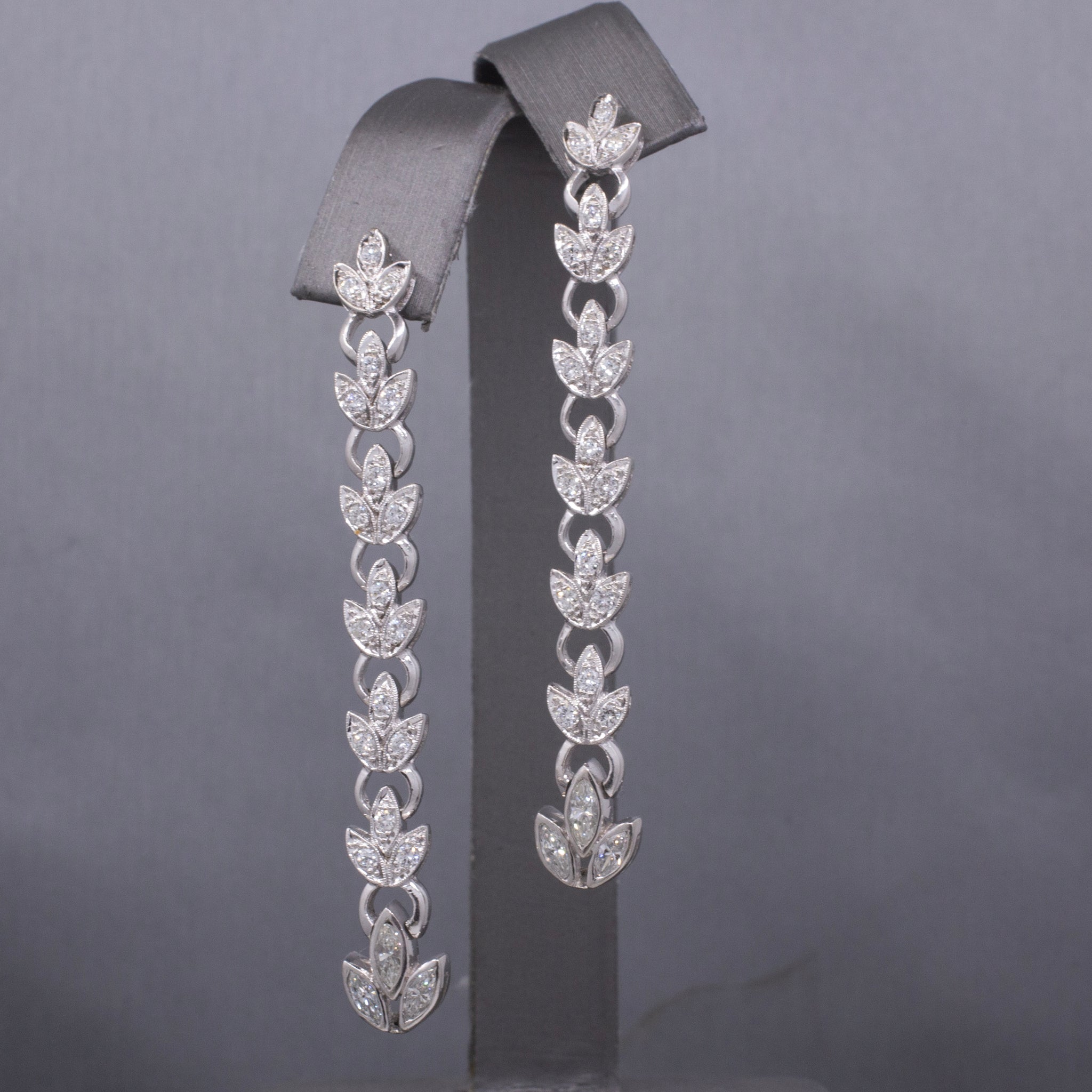 Elegant Art Deco Diamond and Platinum Garland Drop Earrings