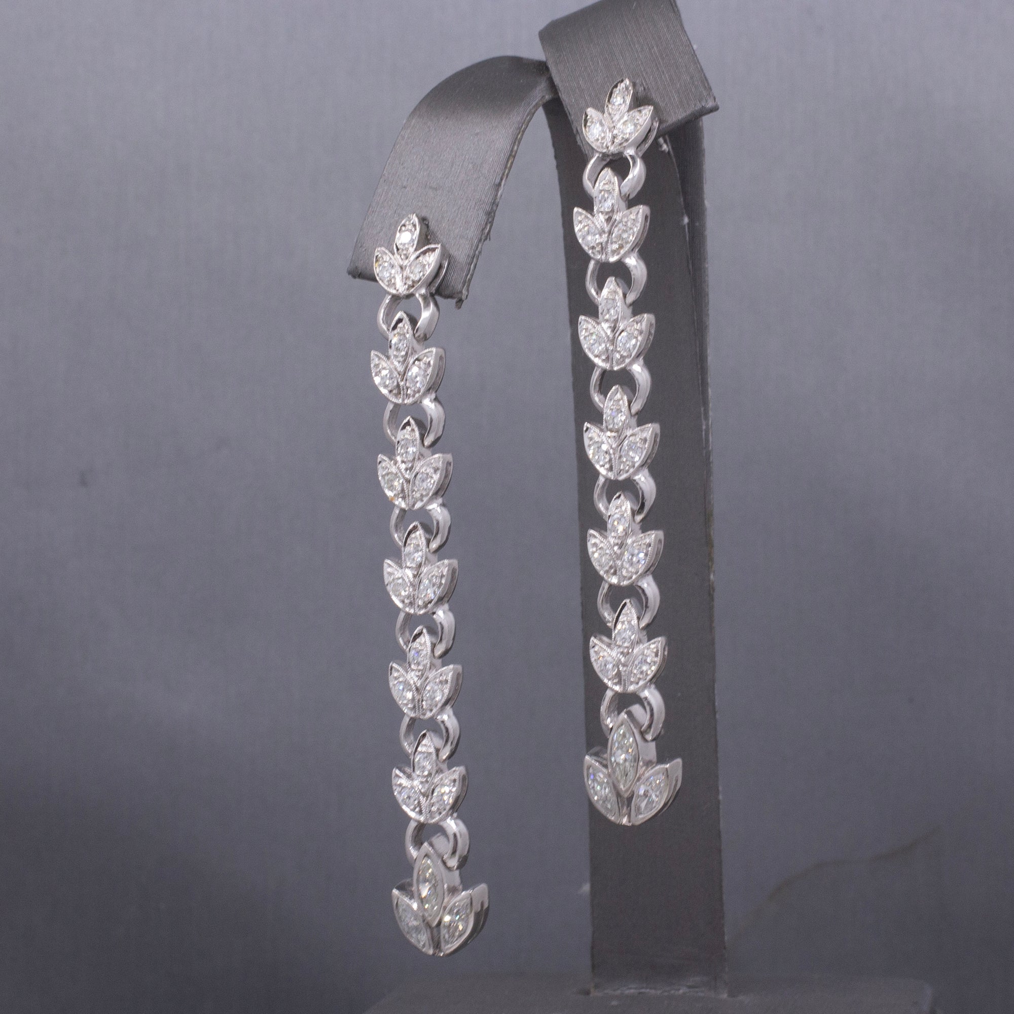 Elegant Art Deco Diamond and Platinum Garland Drop Earrings