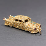 Etruscan Revival 1957 Cadillac Pendant Charm with Spinning Wheels in 14k Yellow Gold