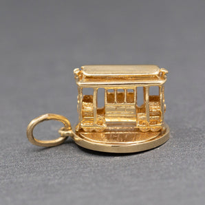 Rare San Francisco Cable Car Turnaround Spinner Charm in 14k Yellow Gold