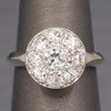Late Art Deco Old European Diamond Daisy Cluster Ring in 14k White Gold