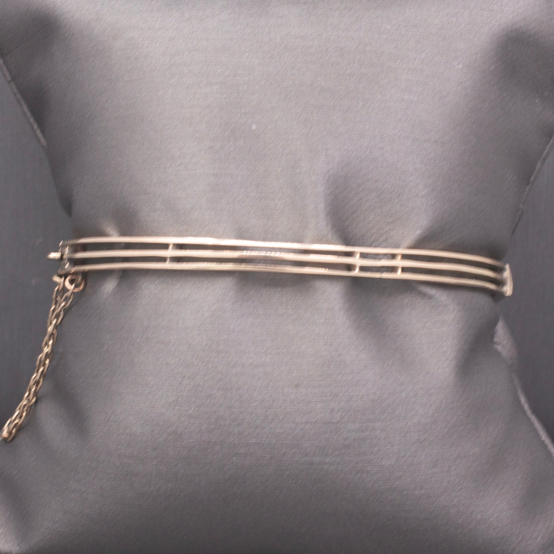 Exquisite Victorian Old Mine Cut Diamond Bangle Bracelet in 10k Rosy Gold