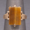 Victorian Tiger's Eye Slab Signet Ring in Rosy 14k Yellow Gold