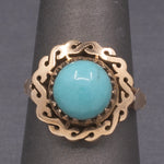 Vintage Turquoise Statement Ring in 14k Rose Gold