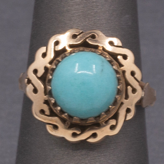 Vintage Turquoise Statement Ring in 14k Rose Gold