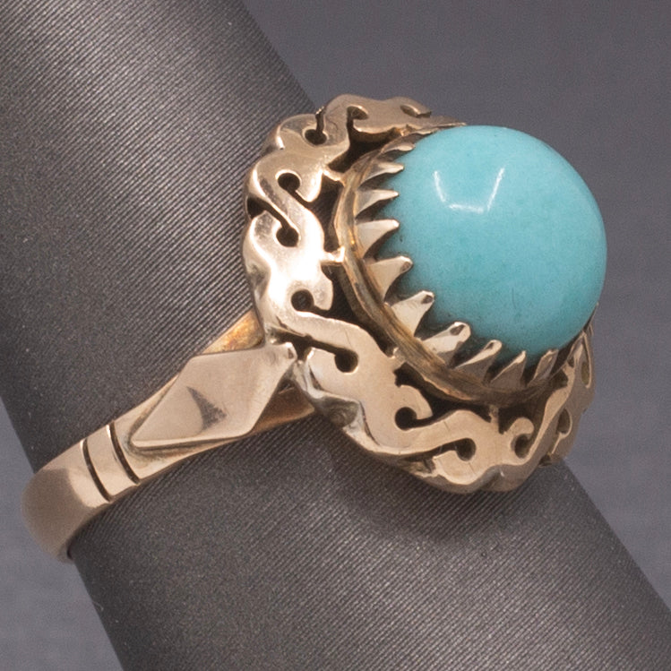 Vintage Turquoise Statement Ring in 14k Rose Gold