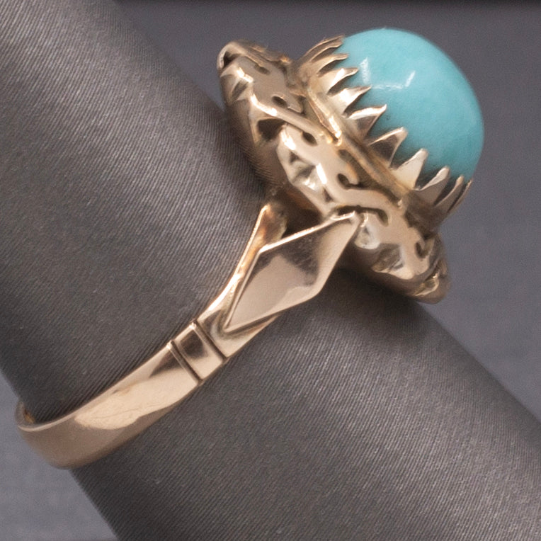 Vintage Turquoise Statement Ring in 14k Rose Gold