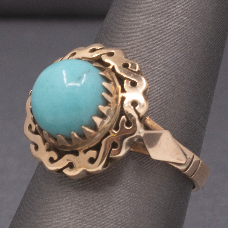 Vintage Turquoise Statement Ring in 14k Rose Gold