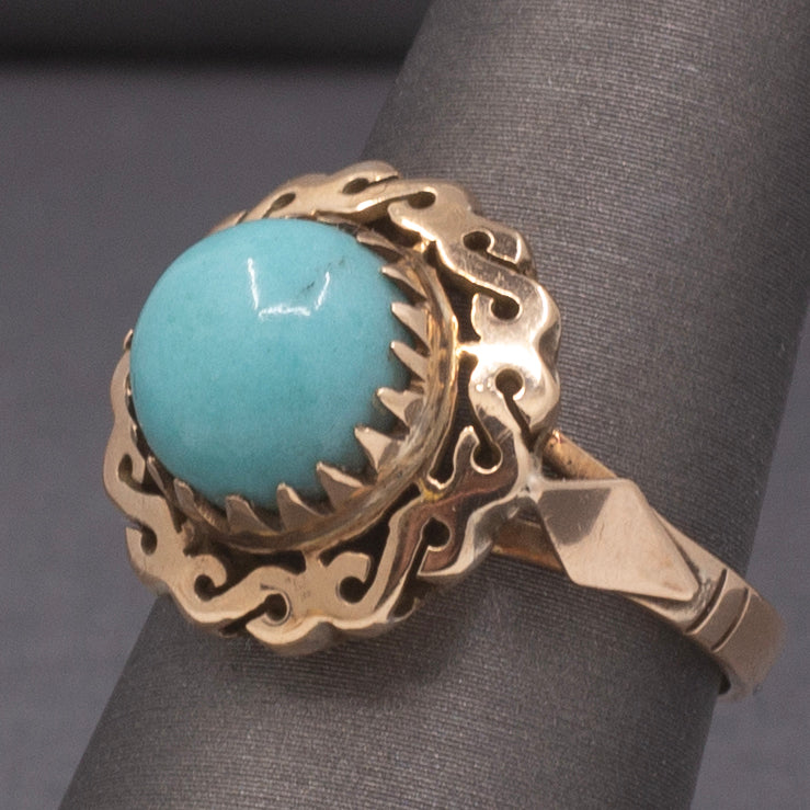 Vintage Turquoise Statement Ring in 14k Rose Gold