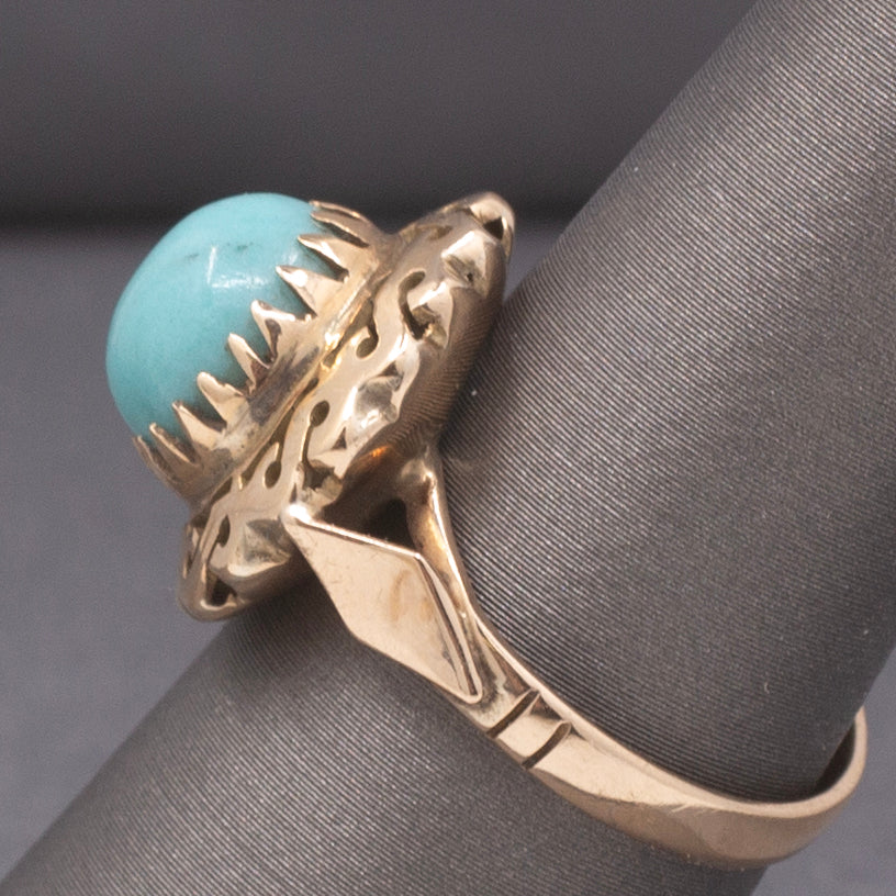 Vintage Turquoise Statement Ring in 14k Rose Gold
