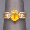 Vintage Golden Yellow Sapphire and Diamond Ring in Solid 14k Yellow Gold