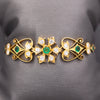 Stunning Antique Emerald and Old Cut Diamond Floral Bracelet in 18k Yellow Gold
