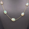 Stunning Ethiopian Opal Bezel Set Station Necklace in 14k Yellow Gold