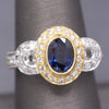Le Vian Blue Sapphire and Diamond Two Tone Ring in 14k Yellow and White Gold