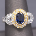 Le Vian Blue Sapphire and Diamond Two Tone Ring in 14k Yellow and White Gold
