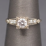 Beautiful Mid-Century Diamond Engagement Ring in 14k White Gold