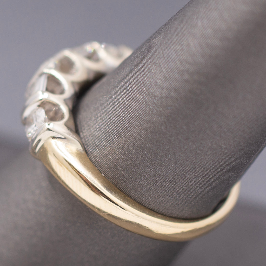 Sparkling Round and Baguette Cut Diamond Band Ring in 14k Yellow Gold
