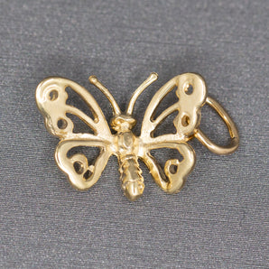 Charming Butterfly with Open Wings Dangling Charm in 14k Yellow Gold