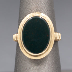 Antique Victorian Bloodstone Signet Ring in 10k Yellow Gold