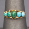 Sweet Antique Edwardian Turquoise Five Stone Band Ring in 9k Rose Gold