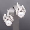 Exquisite South Sea Pearl & Baguette Round Diamond Earrings in 18k White Gold