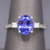 Vivid Oval Cut Tanzanite and Diamond Ring in Platinum
