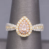 Natural Pink Yellow and White Diamond Pear Cut Cluster Ring in 14k White Gold
