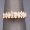 Vintage Marquise Cut Diamond Pyramid Band Ring in 14k Yellow Gold