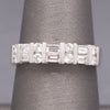 Channel Set Baguette and Round Brilliant Cut Diamond Stackable Band Ring in 14k White Gold