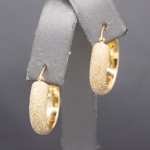 Sparkly Diamond Cut Chubby Domed Hoop Earrings in 14k Yellow Gold