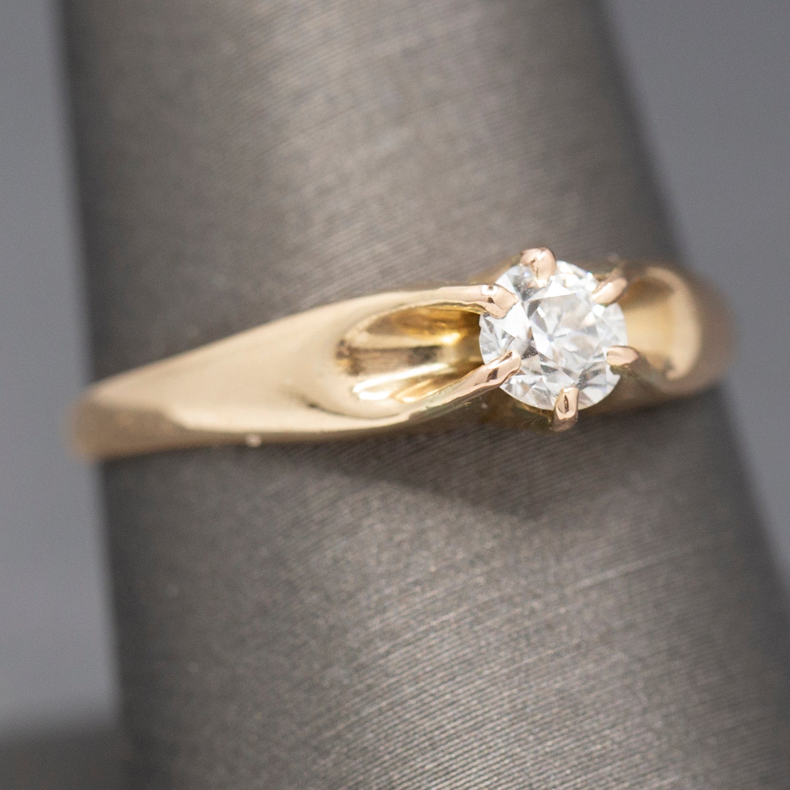Petite Old European Cut Diamond Solitaire Engagement Ring in 14k Yellow Gold