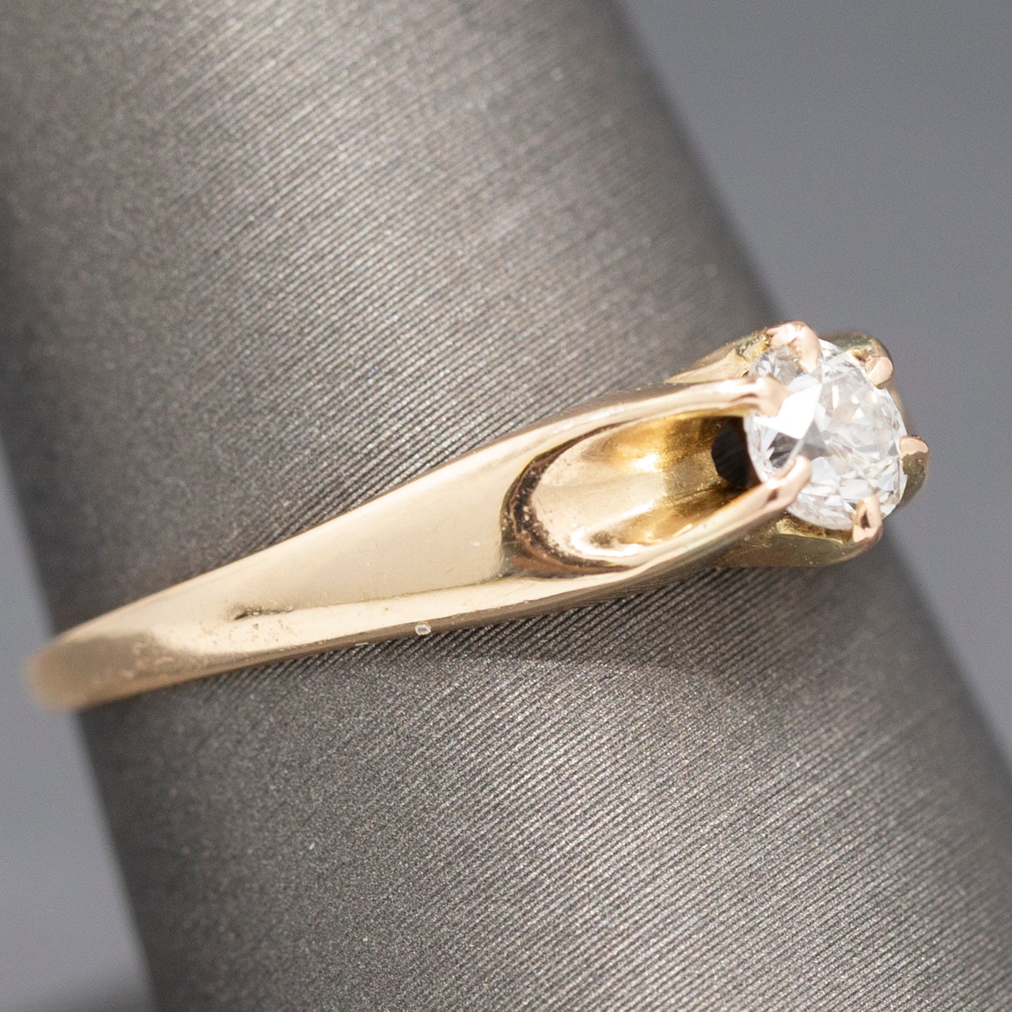 Petite Old European Cut Diamond Solitaire Engagement Ring in 14k Yellow Gold