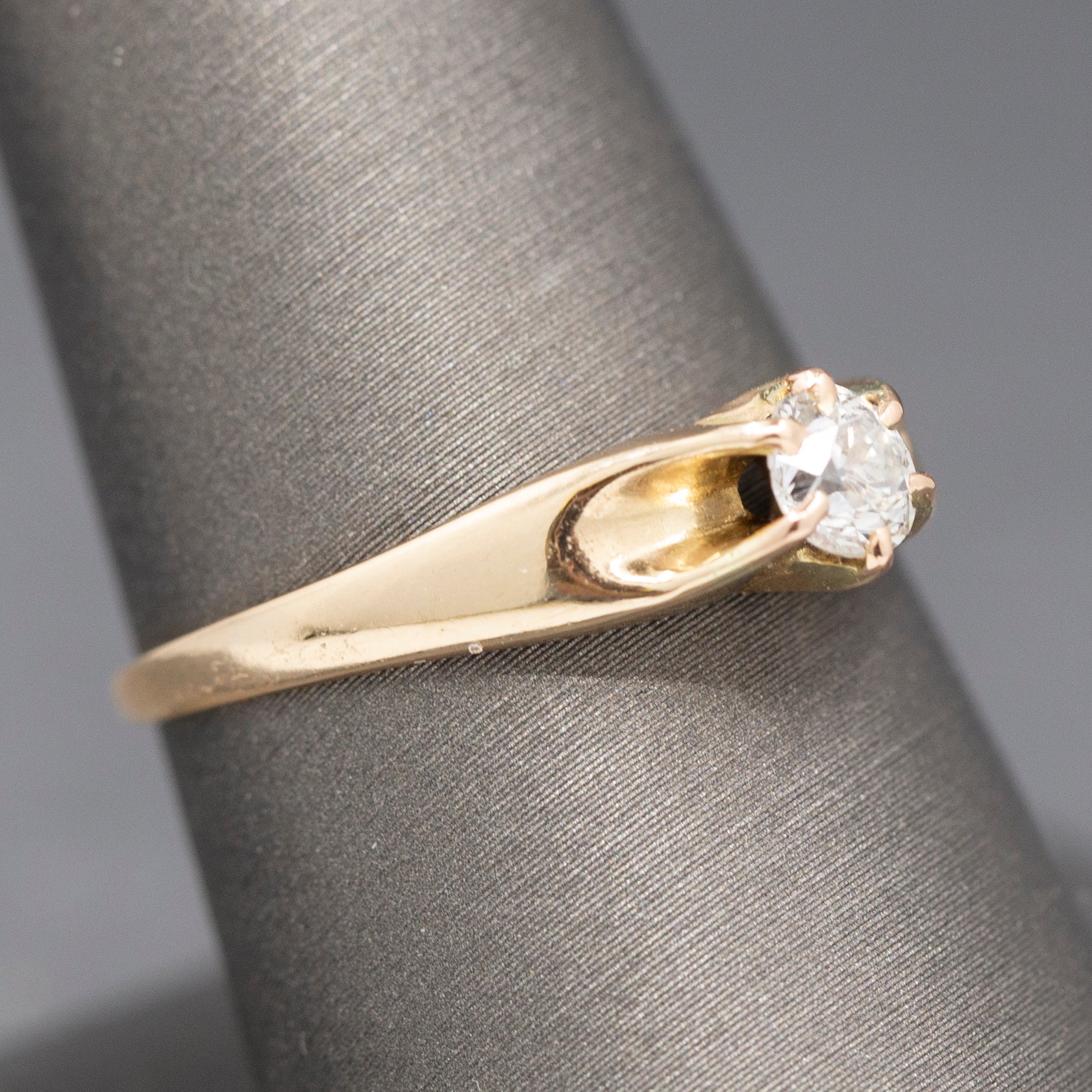 Petite Old European Cut Diamond Solitaire Engagement Ring in 14k Yellow Gold