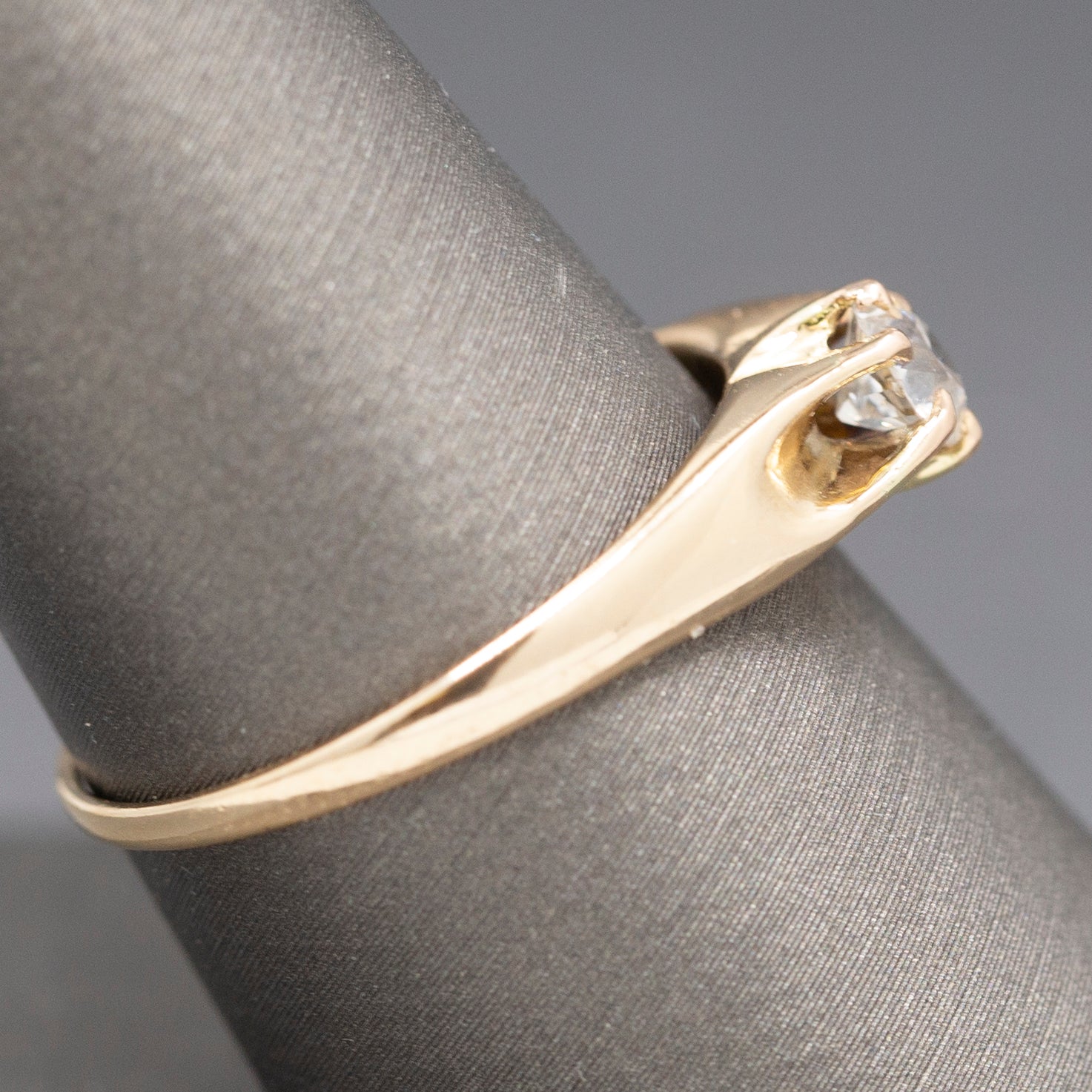 Petite Old European Cut Diamond Solitaire Engagement Ring in 14k Yellow Gold