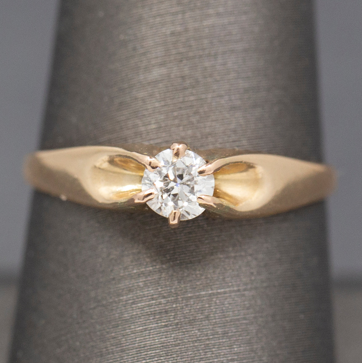 Petite Old European Cut Diamond Solitaire Engagement Ring in 14k Yellow Gold