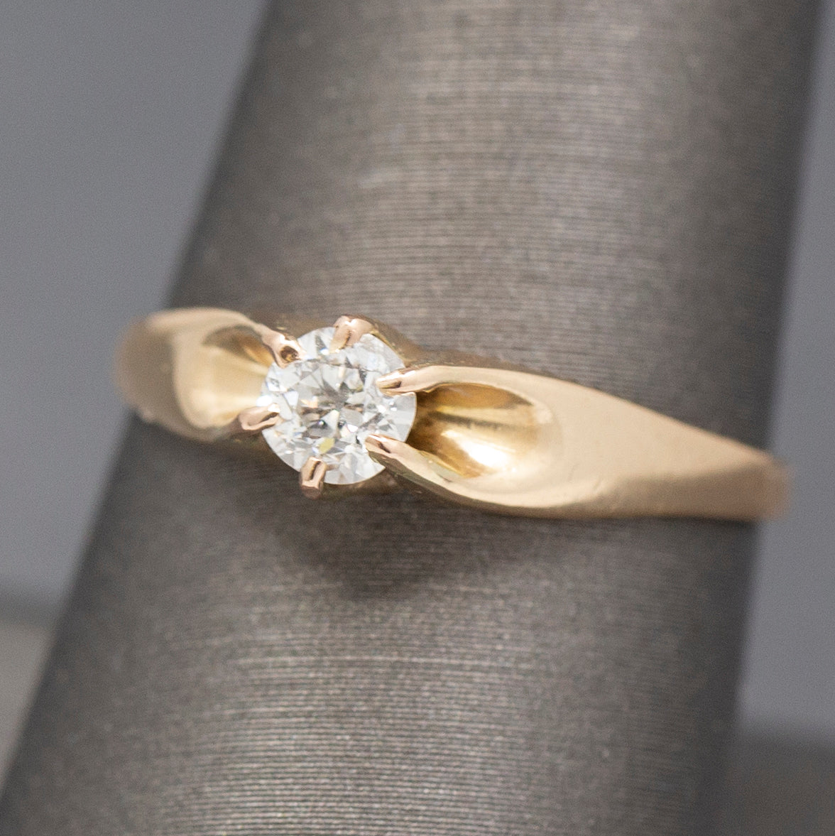 Petite Old European Cut Diamond Solitaire Engagement Ring in 14k Yellow Gold