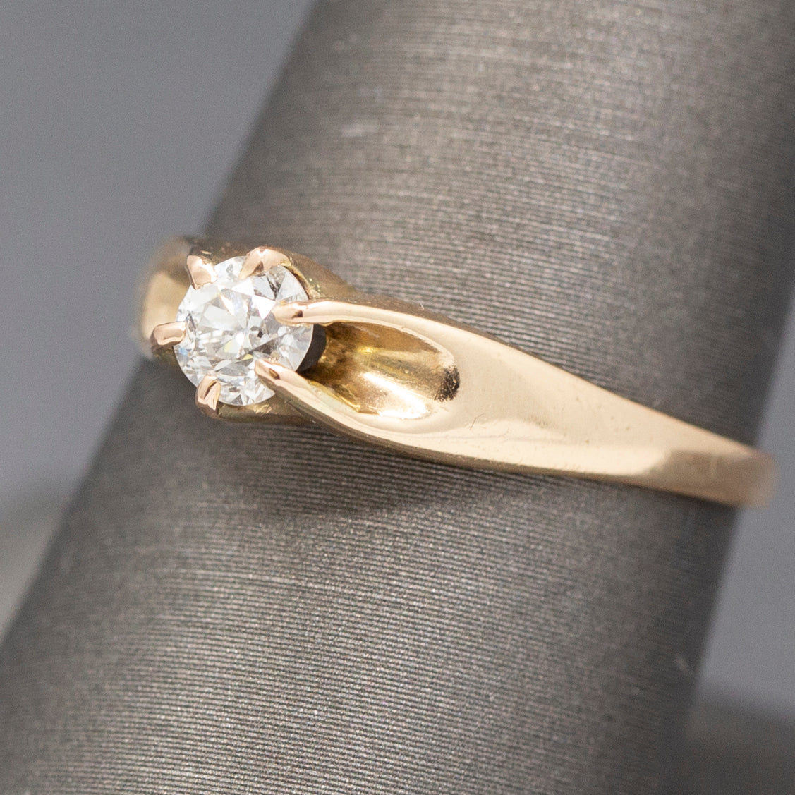 Petite Old European Cut Diamond Solitaire Engagement Ring in 14k Yellow Gold