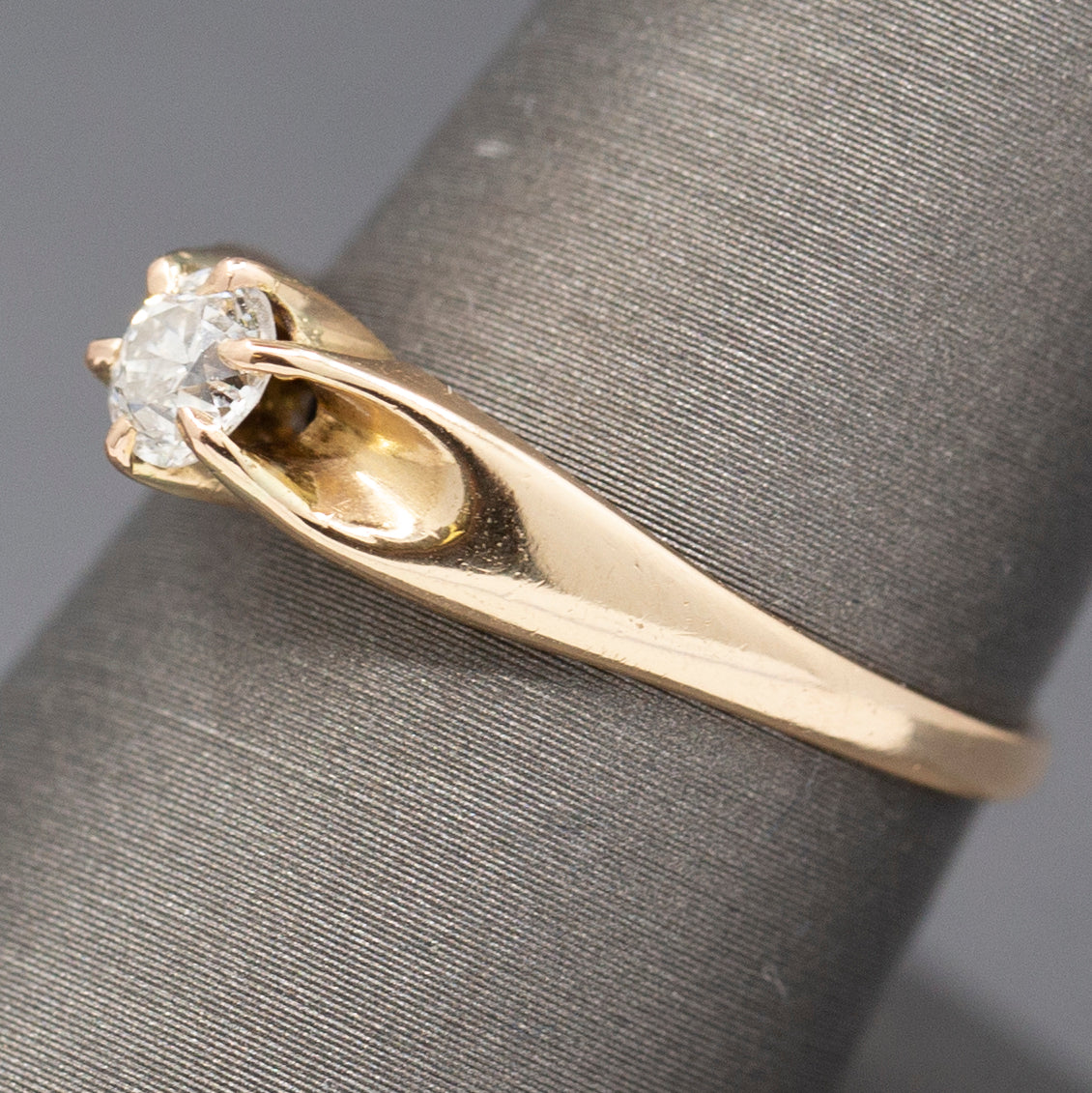 Petite Old European Cut Diamond Solitaire Engagement Ring in 14k Yellow Gold