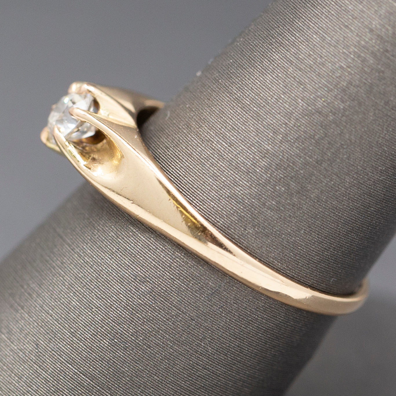 Petite Old European Cut Diamond Solitaire Engagement Ring in 14k Yellow Gold