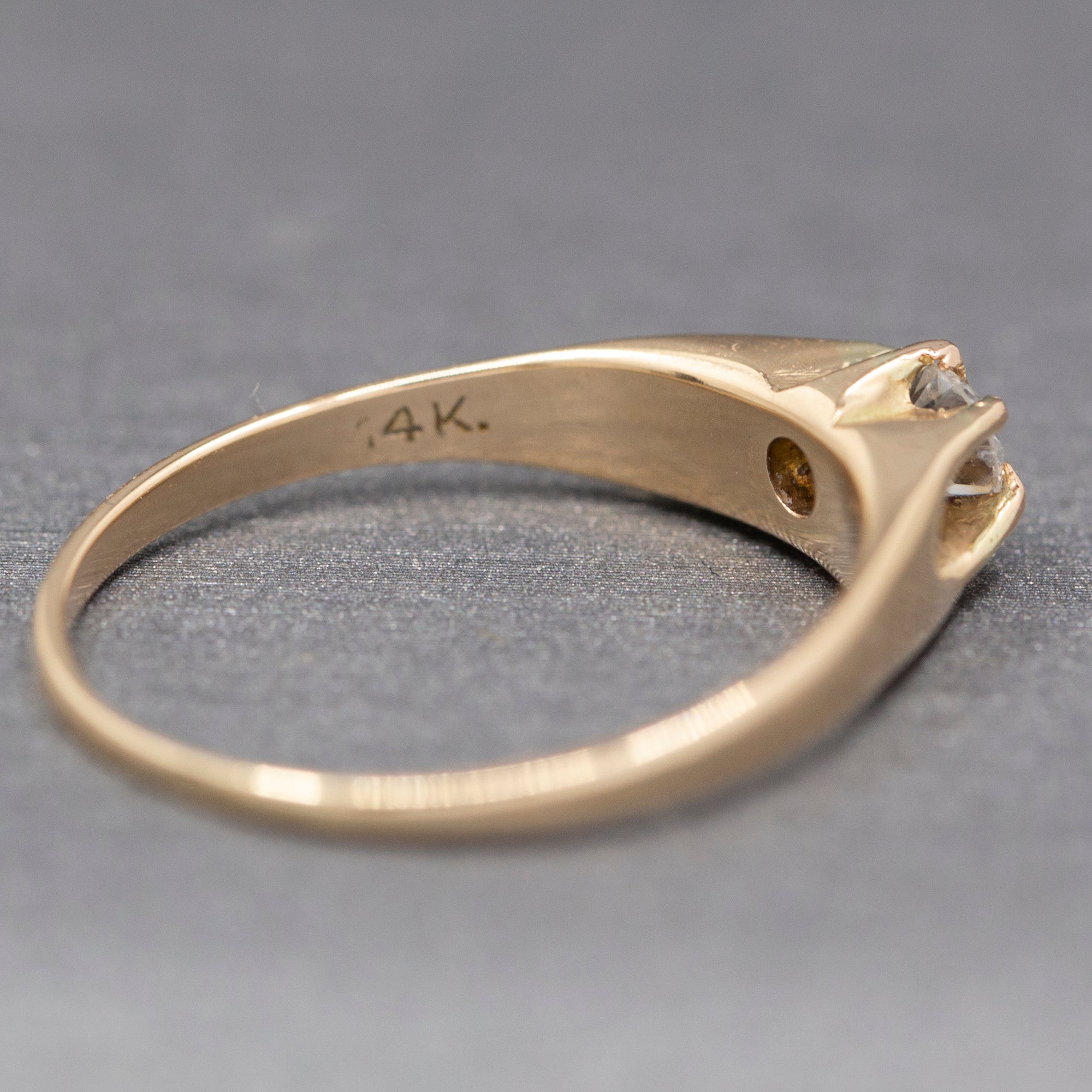 Petite Old European Cut Diamond Solitaire Engagement Ring in 14k Yellow Gold