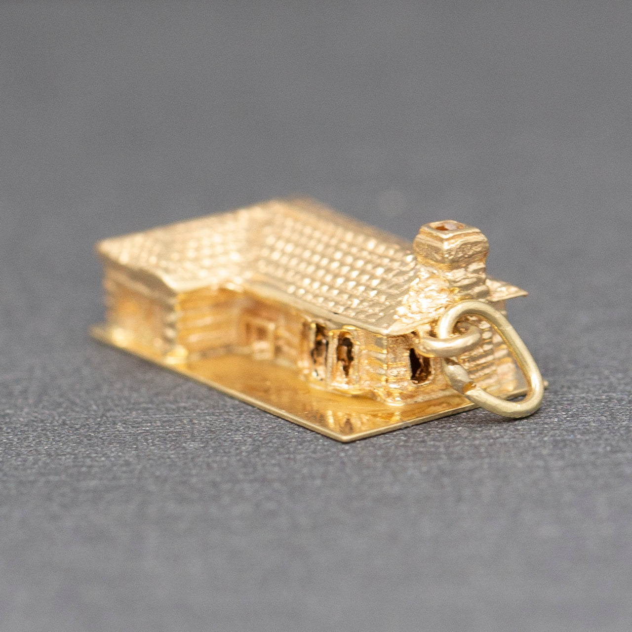 Darling Single Story Ranch House Home Charm in 14k Yellow Gold
