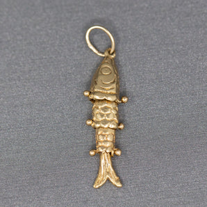 Flexible Articulated Fish Charm Pendant in 14k Yellow Gold