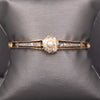 Victorian Dainty Pearl Old Mine & Rose Cut Diamond Bangle Bracelet in 10k Rose Gold
