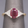 Classic Ruby and Trillion Cut Diamond Ring in 18k Yellow Gold