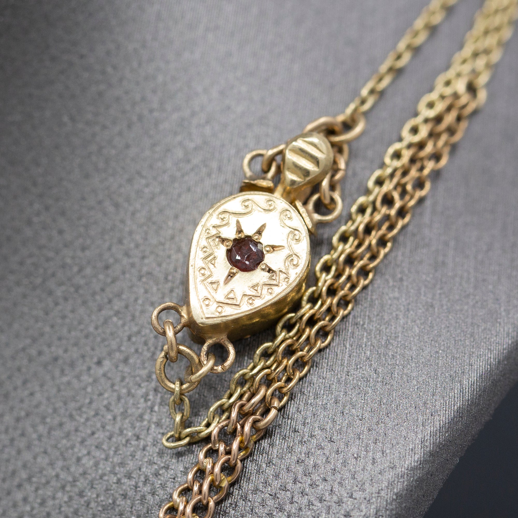Antique Victorian Slide Charm Necklace in 14k Yellow Gold