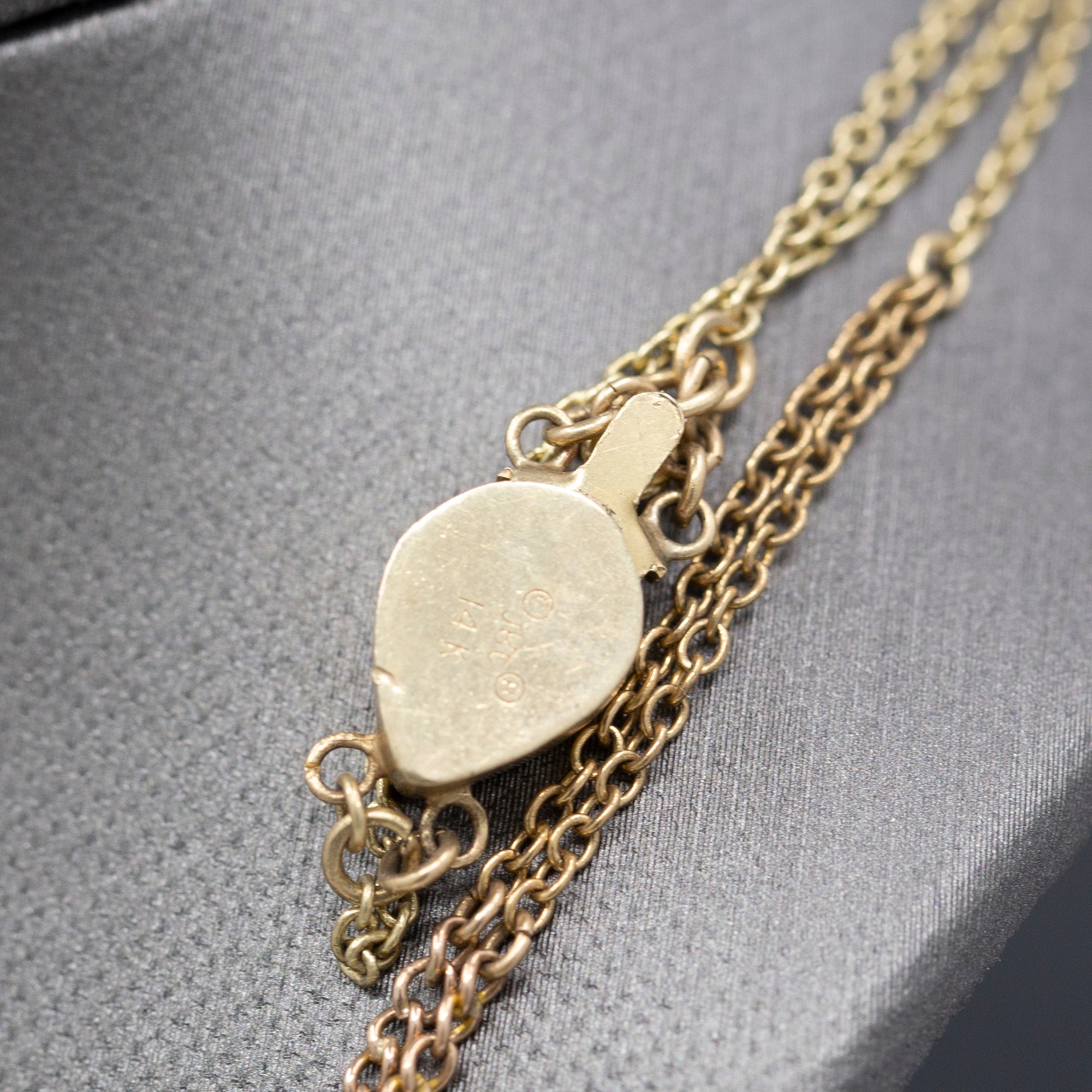 Antique Victorian Slide Charm Necklace in 14k Yellow Gold