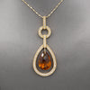 Outstanding Citrine Briolette and Diamond Frame Pendant Necklace in 14k Yellow Gold
