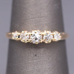 Victorian Old European Cut Diamond Five Stone Wedding Band Ring in 14k Yellow Gold