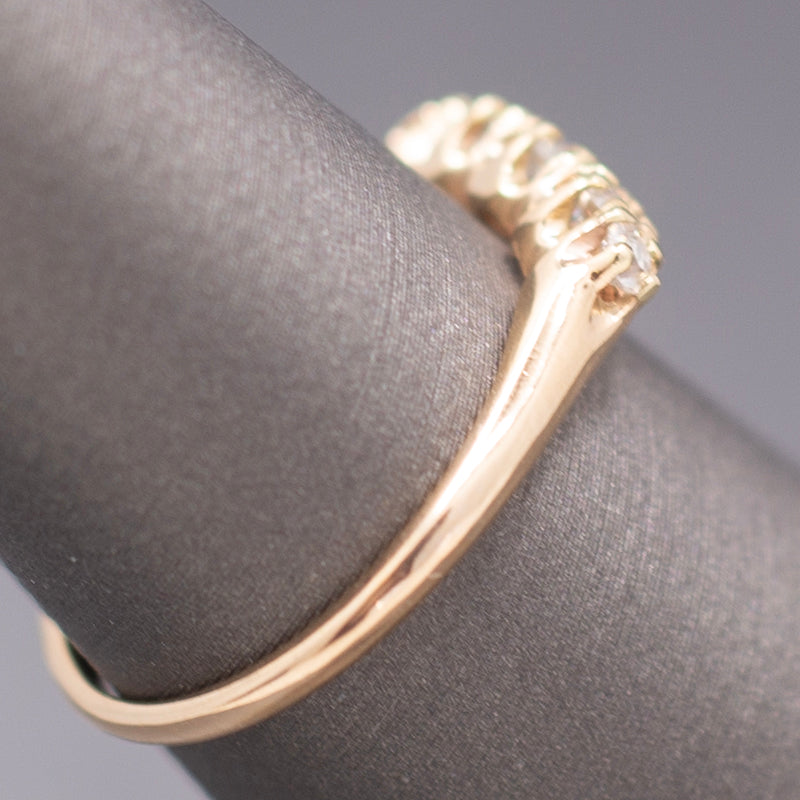 Victorian Old European Cut Diamond Five Stone Wedding Band Ring in 14k Yellow Gold